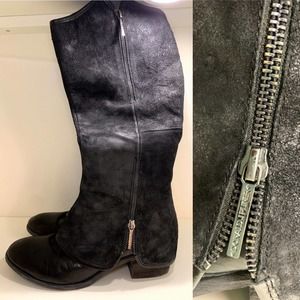 Donald J. Pliner Western Couture Suede Black Tall Riding Boots Women 9M